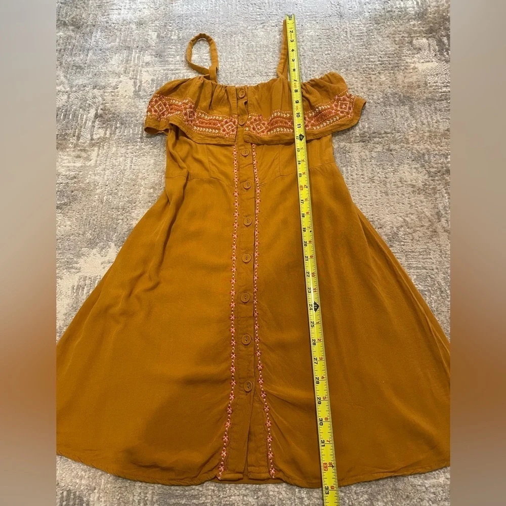 Aeropostale Brownish Orange Blouse Dress Tunic Size S Button Down & Embroidered - Picture 13 of 15